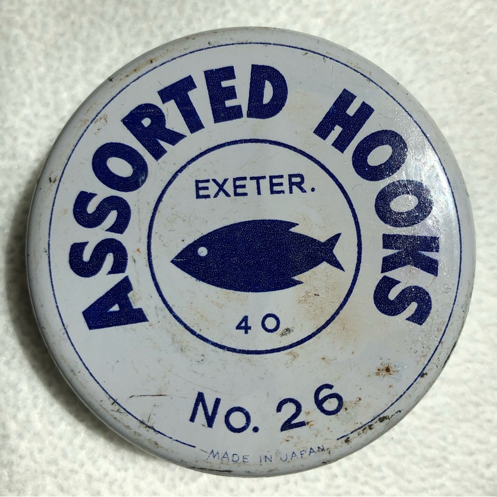 Vintage 1950’s Exeter Assorted Fishing Hooks in Original Tin